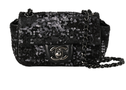 Mini Sequin Single Flap,Sequin,Black,15615453,DB,3*